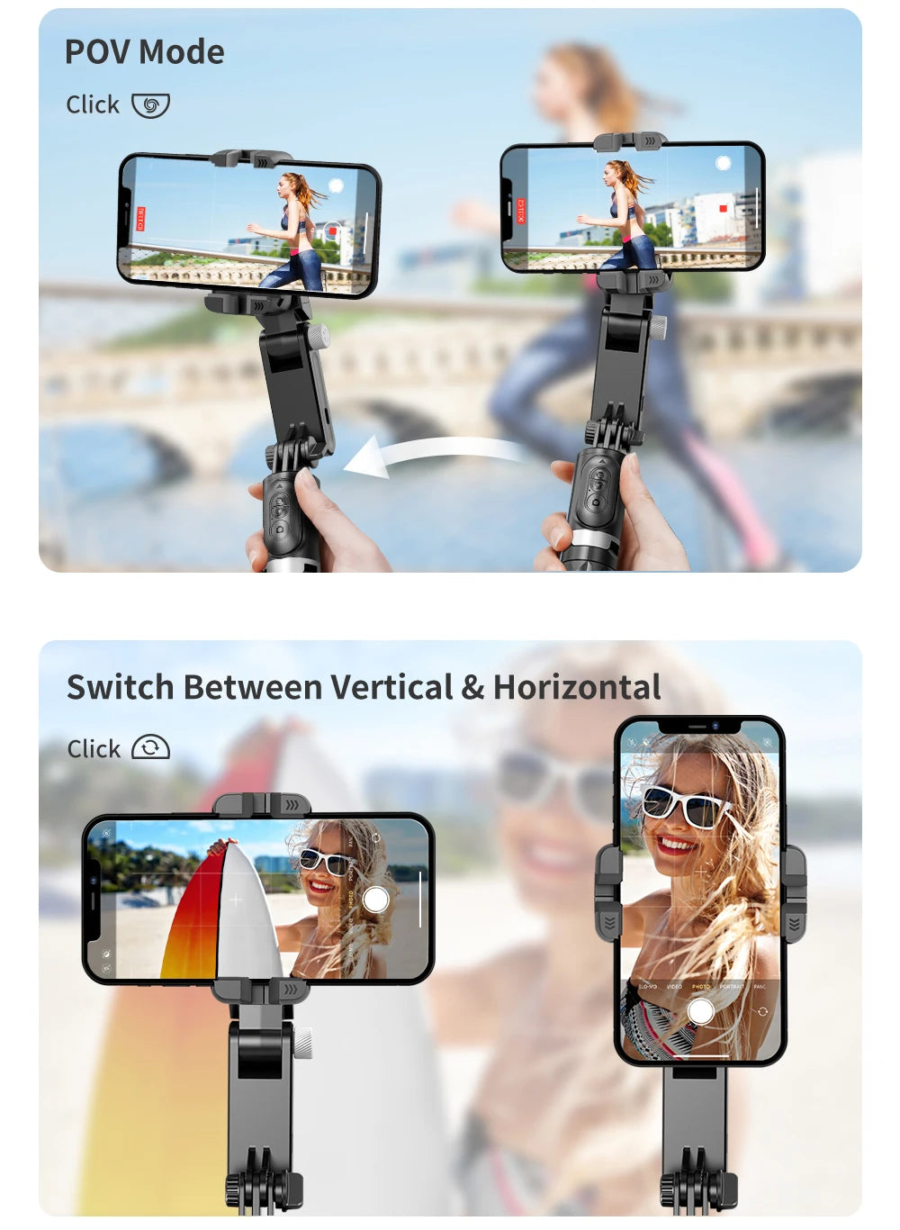 Q18 Desktop Following the shooting Mode Gimbal Stabilizer Selfie Stick Tripod with Fill Light for Smartphone