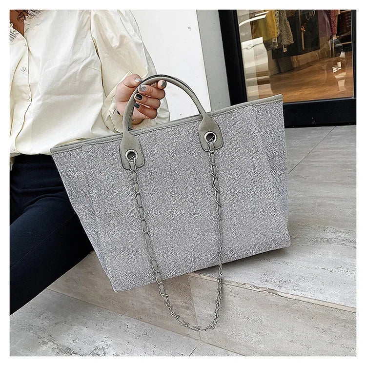 Fashion Make Up Designer Big Women's New Korean Fashion Casual Large Capacity Shoulder Crossbody Chain Tote Bag