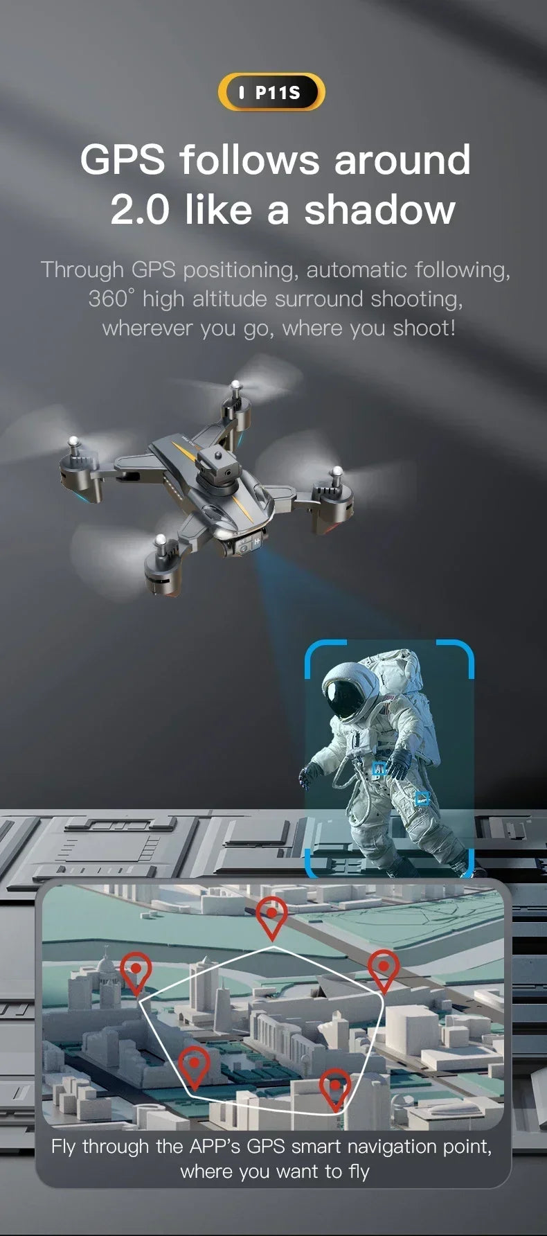 VIVO P11 Max Drone 8K 5G GPS Professional HD Aerial Photography Dual Camera Obstacle Avoidance Brushless Quadrotor 1000M