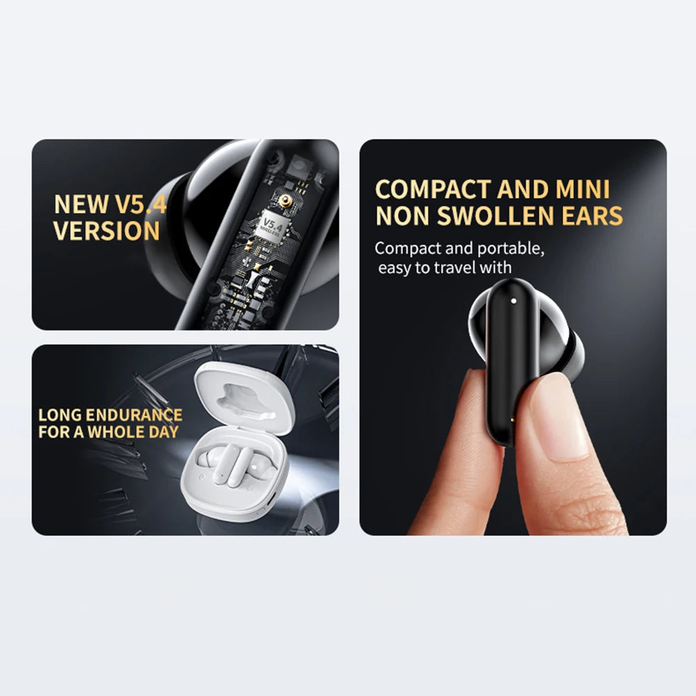 LX-60 Full Touch Screen Headphones ANC Bluetooth 5.4 Noise Cancelling Earphones HiFi Stereo Wireless In-Ear ENC Earbuds With Mic
