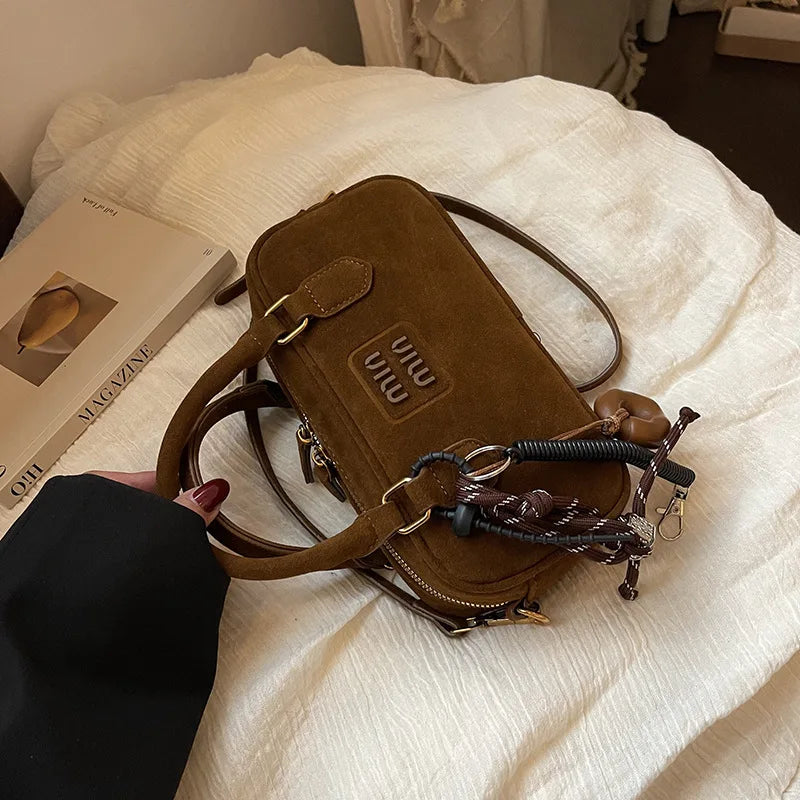 2025 New Fashionable dull Polish bag portable women's full retro crossbody bag shoulder bag popular
