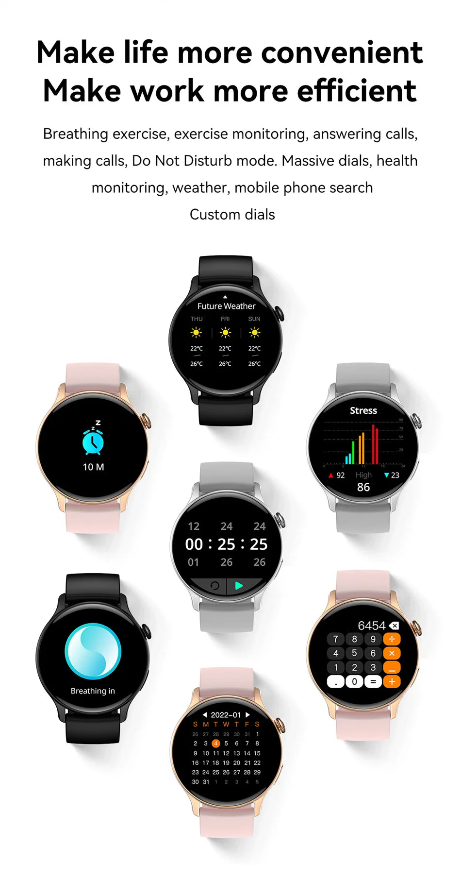 2024 True AMOLED Smart Watch Ladies Screen always Show Time 466*466 HD Health Tracker Voice Calling Smartwatch Women For Xiaomi