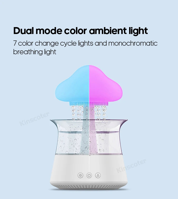 Rain Cloud Electric Air Humidifier 300ml Aroma Diffuser Zen Rain Water Drops Colorful Night Light Humidifier for Home Gift