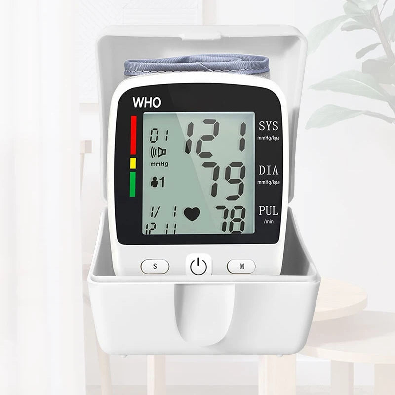 Rechargeable Digital Blood Pressure Monitor Wrist Electronic Sphygmomanometer Tensiometer With LCD Display, 2 x 99 Memory
