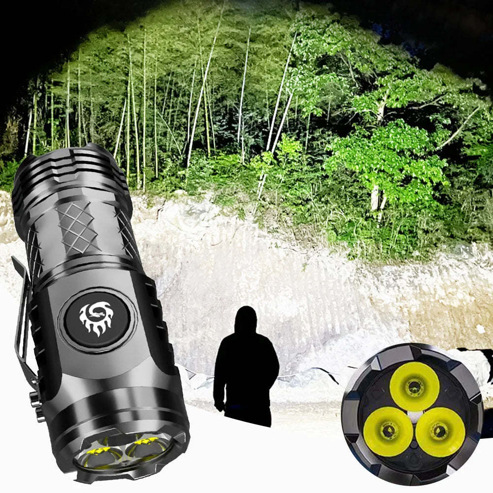 High Power LED Flashlight Torch 20W Ultra Powerful LED Flashlight USB Rechargeable LED Tactical Flashlights for Hiking Exploring