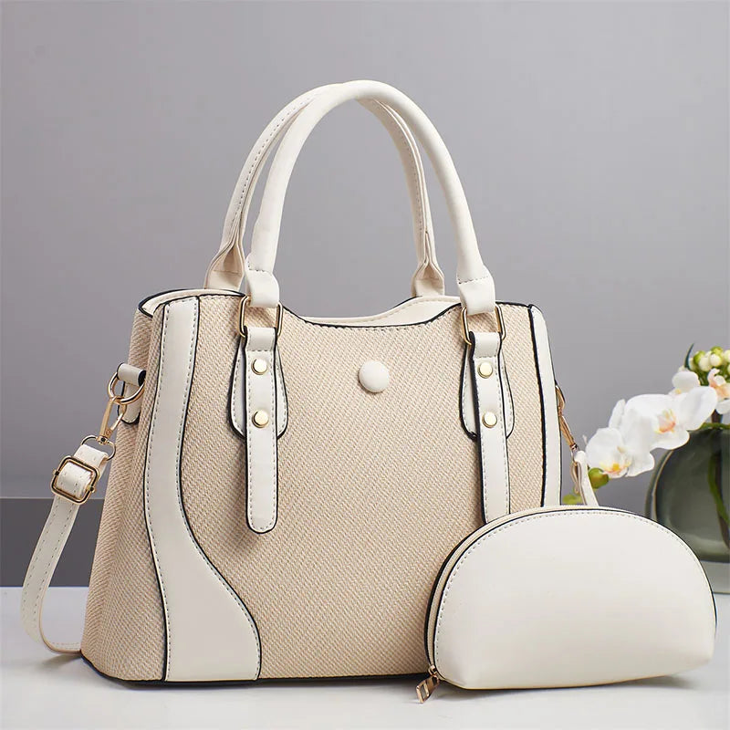 2pcs/set Vintage Women Handbag Composite Bags Multifunctional High Quality PU Leather Tote Ladies Shoulder Crossbody Bag