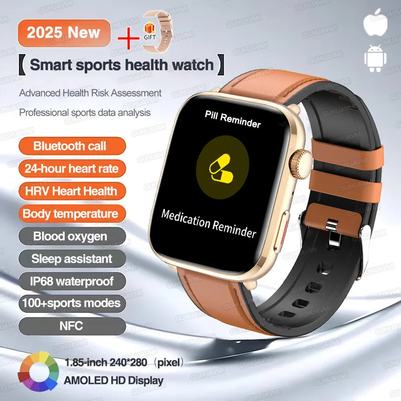 2025 New For Xiaomi Smart Watch HD Bluetooth Call AMOLED Screen NFC Waterproof GPS Sport Health Tracker Smart Watch