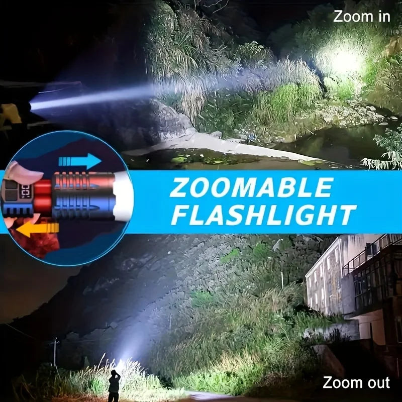 High Power Rechargeable Led Flashlight Very Strong Led Flashlight With Side Light Torch For Outdoor Camping Hiking