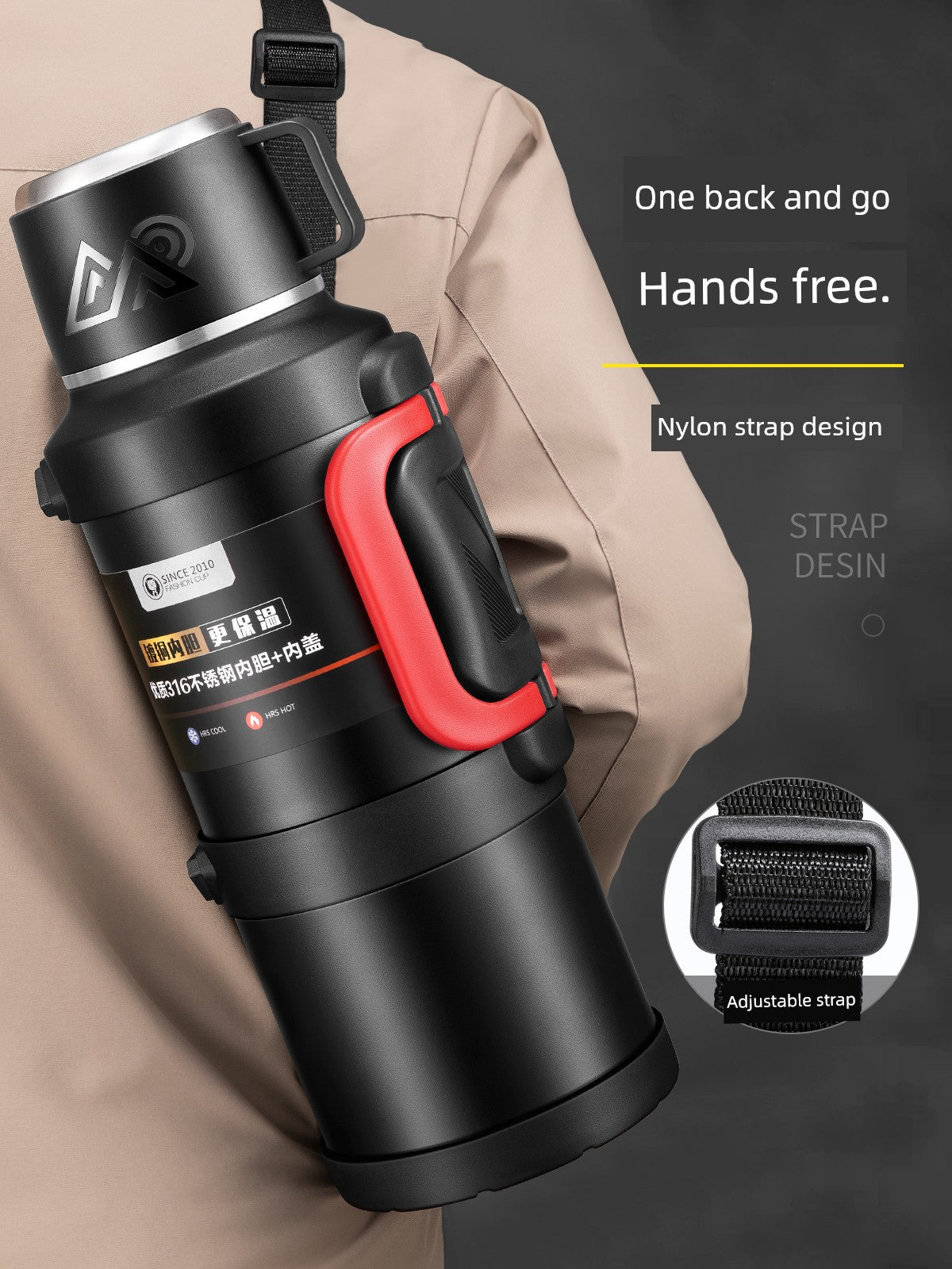 2024 Thermal Pot Large Capacity Men Outdoor Thermal Cold Preservation Dual Use Water Cup