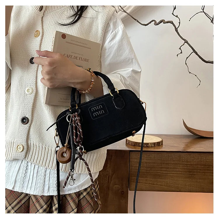 2025 New Fashionable dull Polish bag portable women's full retro crossbody bag shoulder bag popular