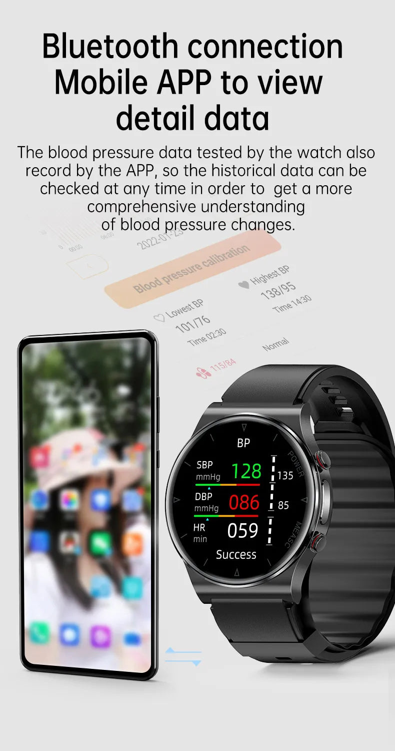 P70 Smart Watch Air Pressure Pump Blood Pressure Medical Grade ECG+PPG Heart Rate Blood Pressure Measurement Elder Health Watch