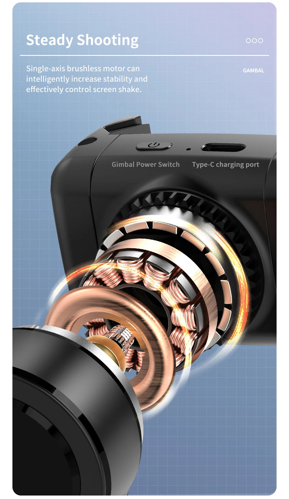 Q18 Desktop Following the shooting Mode Gimbal Stabilizer Selfie Stick Tripod with Fill Light for Smartphone