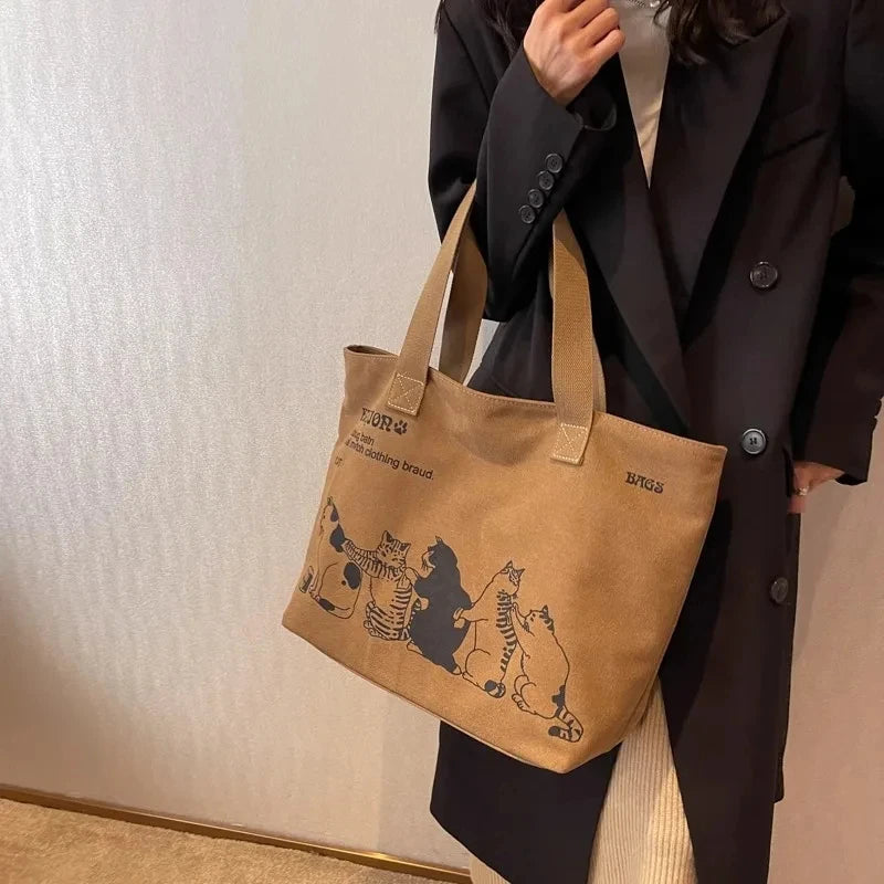 Women's Lady Canvas Tote Bag Fashionable Spacious Durable Shoulder Bag with Zipper Closure and Classic Design Perfect for Work