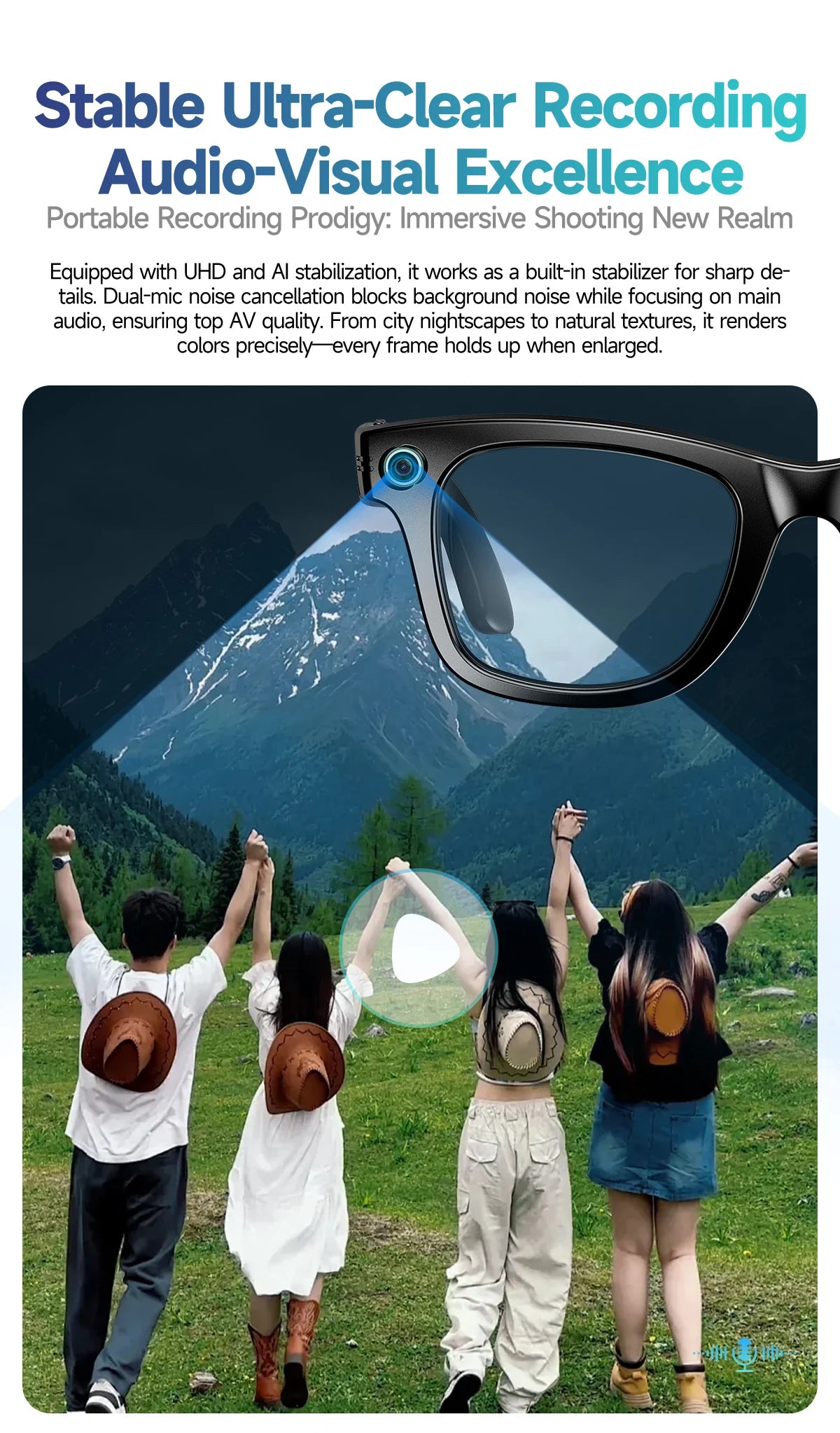 LIGE 800W Pixels Smart Glasses Recording Videos AI Photo Recognition Answer Translation 270mAh IP65 Waterproof Bluetooth Glasses