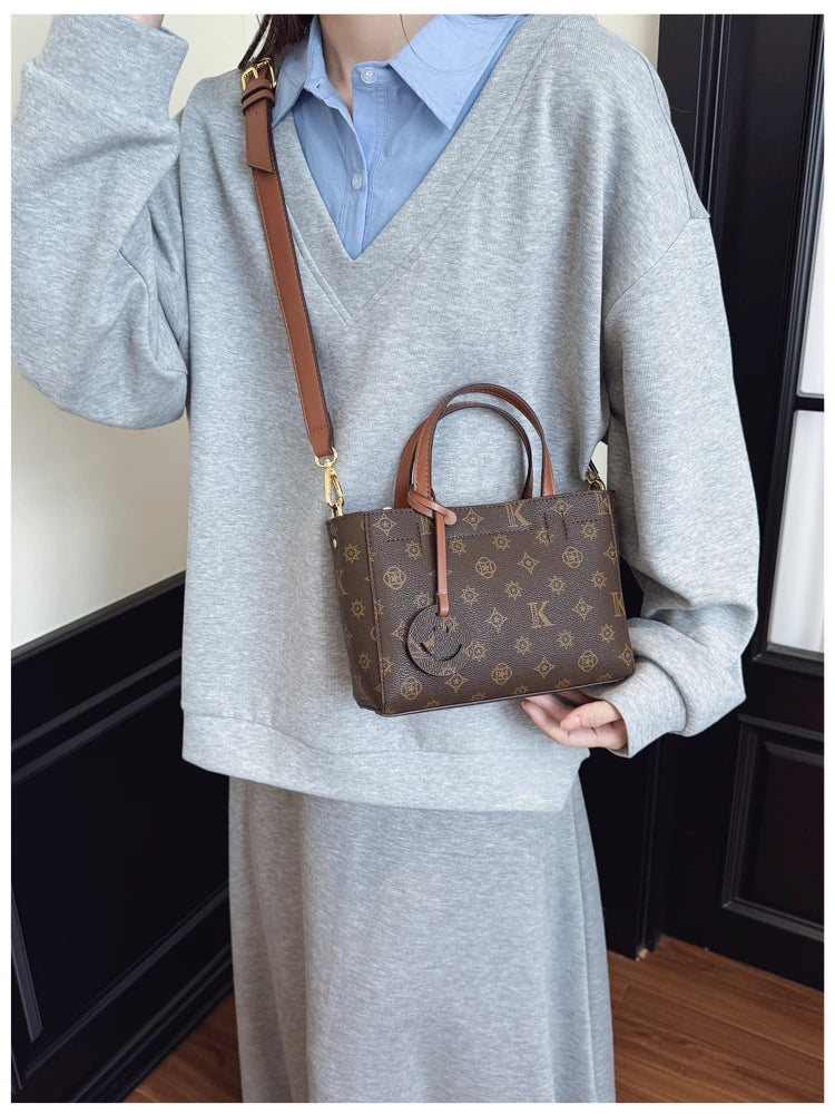 Classic Leather Tote Bag For Ladies, Shoulder Strap And Spacious, Elegant Popular Handbag By Luxury Brand For Women