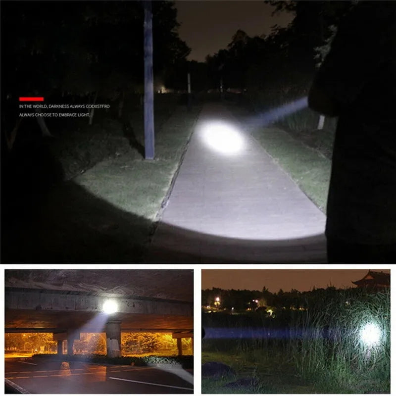 LED Strong Searchlight Flashlight Portable Hand Lamp Rechargeable 2 Lighting Modes Emergency Hiking Camping Energy Saving Torch