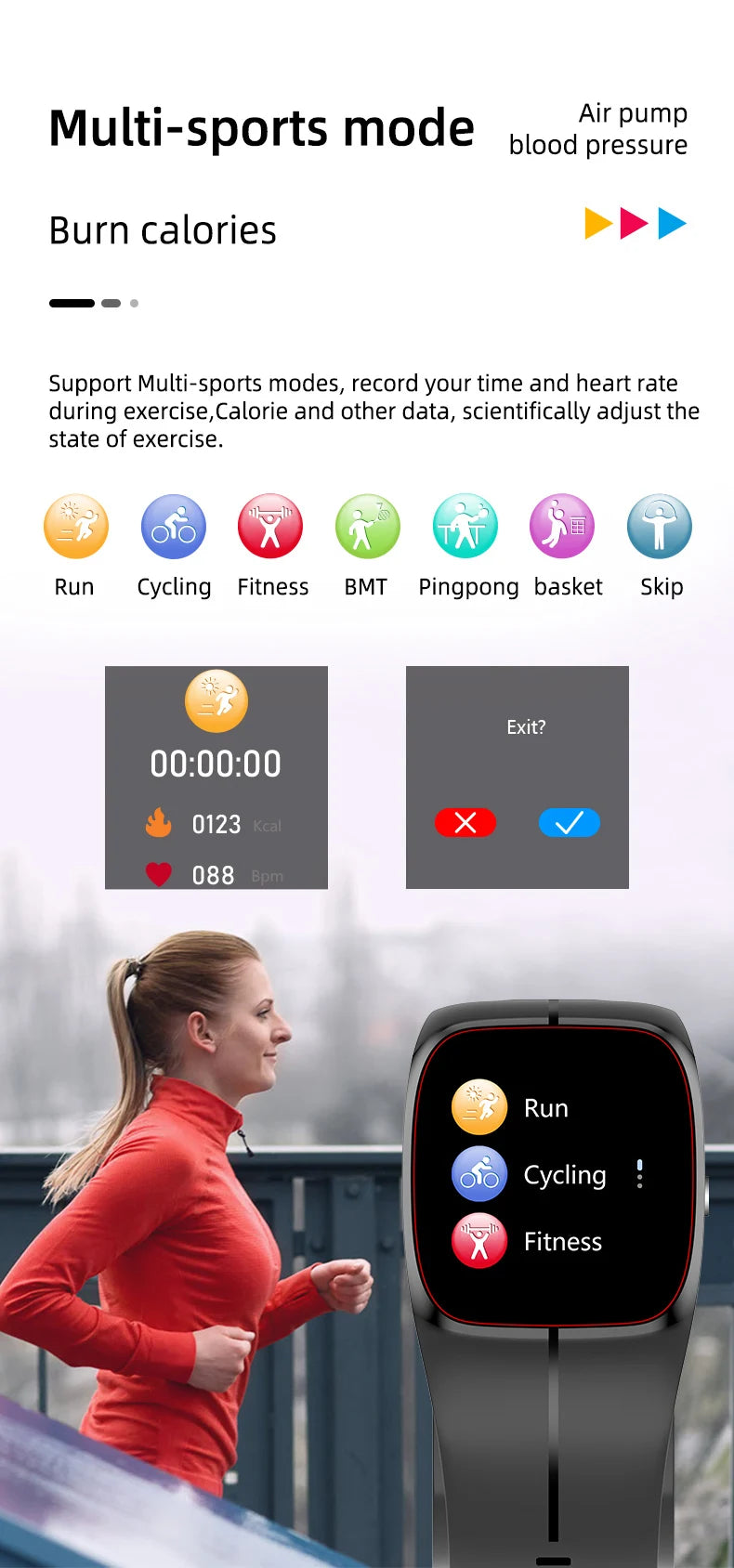 Medical Grade Smart Watch Air Pump Airbag Precise Sphygmomanometer Heart Rate Thermometer Monitor Wristband Elderly Health Watch