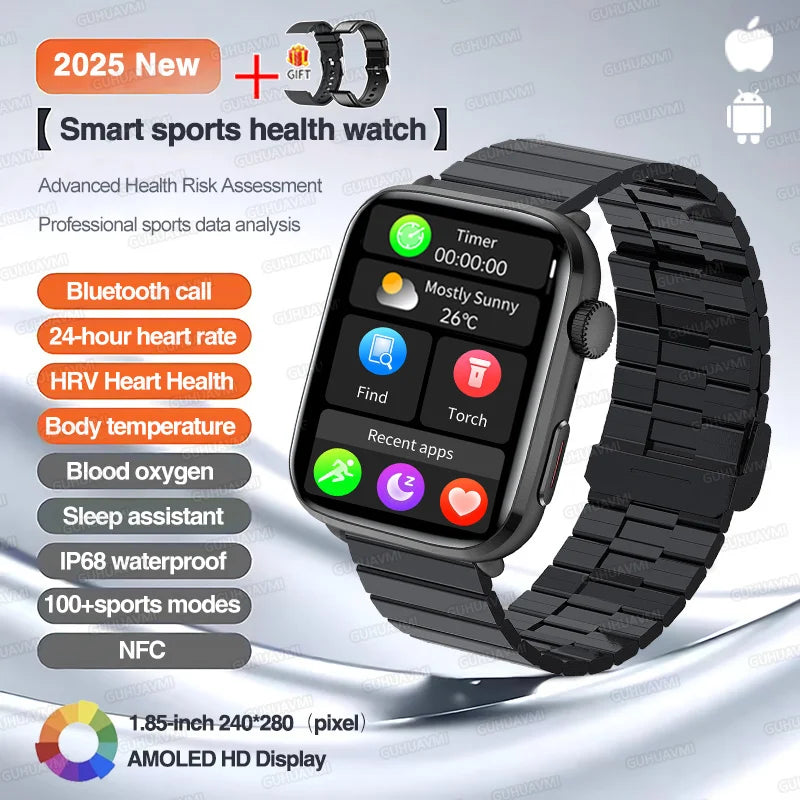 2025 New For Xiaomi Smart Watch HD Bluetooth Call AMOLED Screen NFC Waterproof GPS Sport Health Tracker Smart Watch