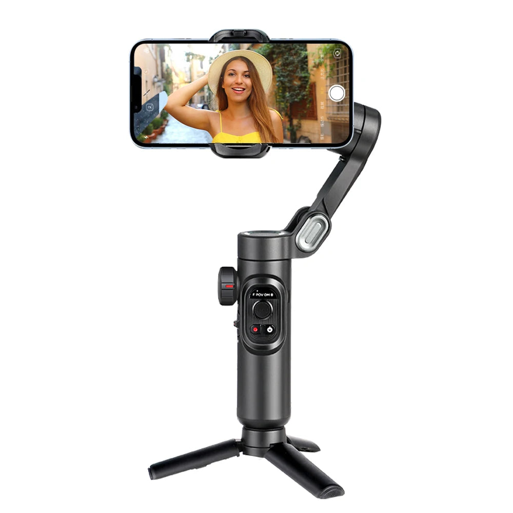 AOCHUAN 3-Axis Handheld Gimbal Stabilizer for Smartphone with Fill Light for iPhone Android Face Tracking Vlog