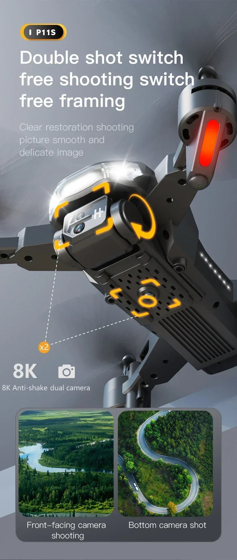 VIVO P11 Max Drone 8K 5G GPS Professional HD Aerial Photography Dual Camera Obstacle Avoidance Brushless Quadrotor 1000M