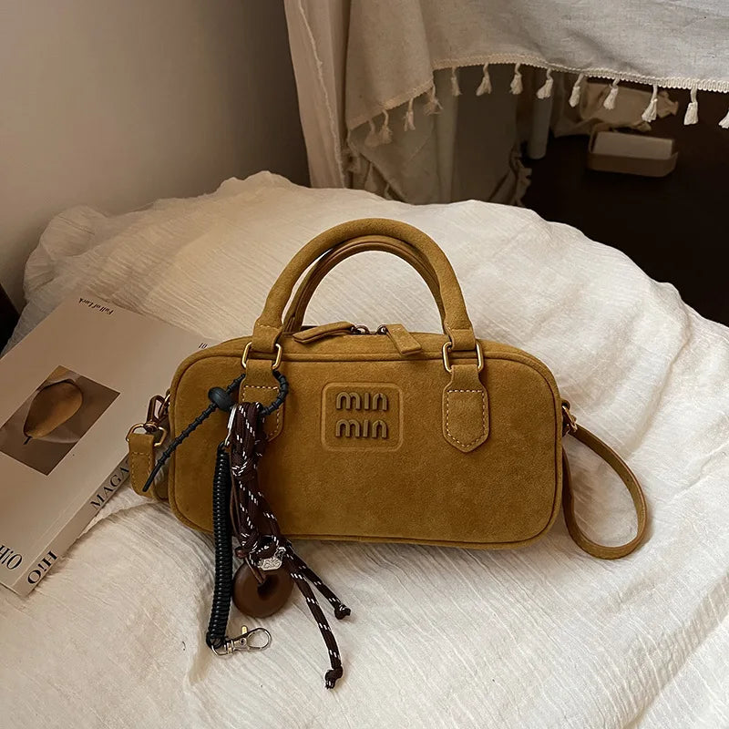 2025 New Fashionable dull Polish bag portable women's full retro crossbody bag shoulder bag popular