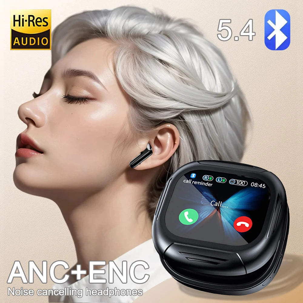 LX-60 Full Touch Screen Headphones ANC Bluetooth 5.4 Noise Cancelling Earphones HiFi Stereo Wireless In-Ear ENC Earbuds With Mic