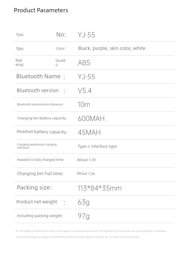 2025 New Arrival Half in-Ear Wireless Bluetooth Headset Ultra-Long Life Battery Non in-Ear Noise Reduction Sports Running for a Long Time without Pain
