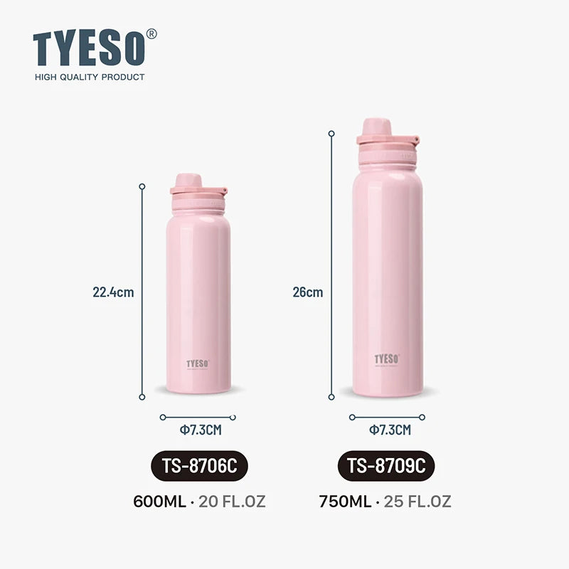 Tyeso Thermos Bottle Car Insulated Flask Water Tumbler for Outdoor Sports Travel Vacuum Flasks Stainless Steel Thermal Cup