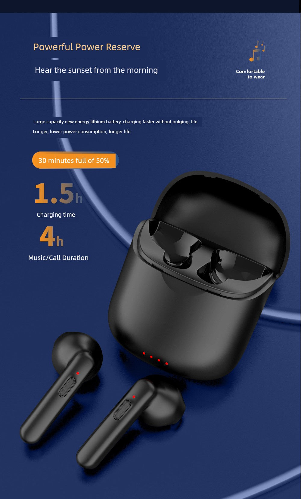 Anti-False Touch Bluetooth Headset Button Switch 2025 New Arrival Type-C Charging Noise Reduction Portable Sports Long Battery Life