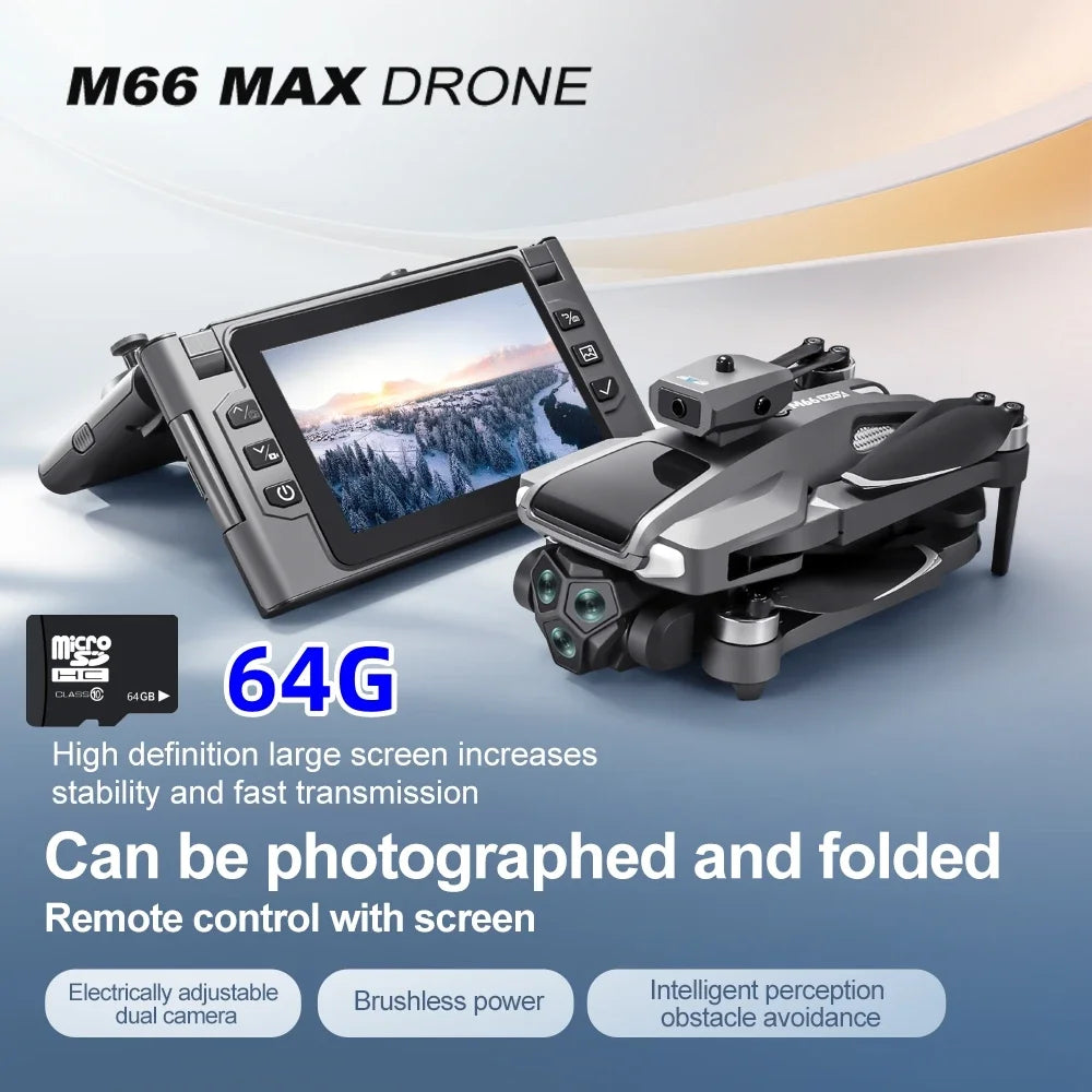 2025 New M66 Drone 4K HD Aerial Photography Camera Drone with Screen Omnidirectional Obstacle Avoidance Drone RC