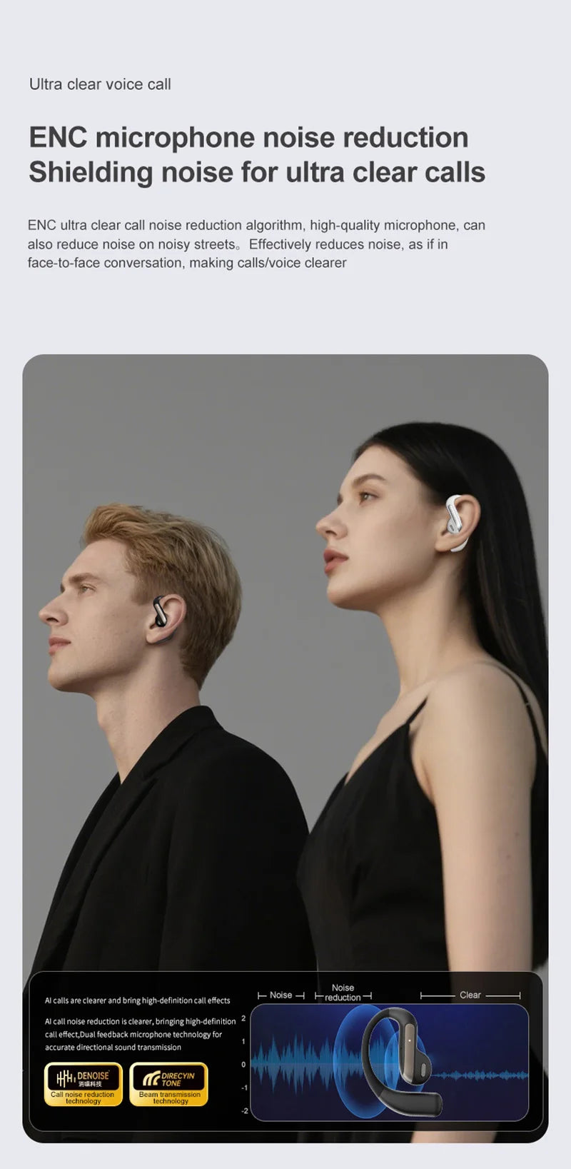 Xiaomi Smart AI Translation Headset Stereo Sound Semi-in-ear Air Conduction True Wireless Sports Long-lasting Bluetooth Headset