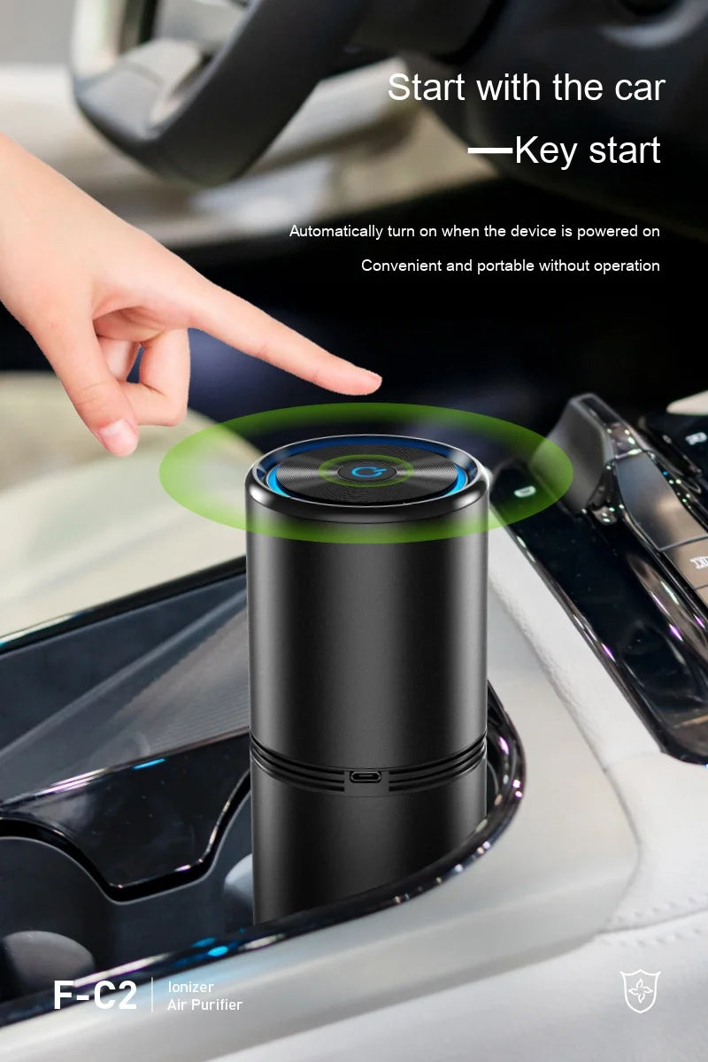 Zai Xiao Car Air Purifier Negative Ion Generator Low Noise Air Cleaner Deodorizer Smoke Odor Remover Vehicle Air Purifier