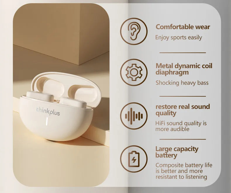 Choice Original Lenovo LP19 Sports In-Ear Headphones TWS Wireless Bluetooth V5.1 Earphones Dual HD Microphone Headset
