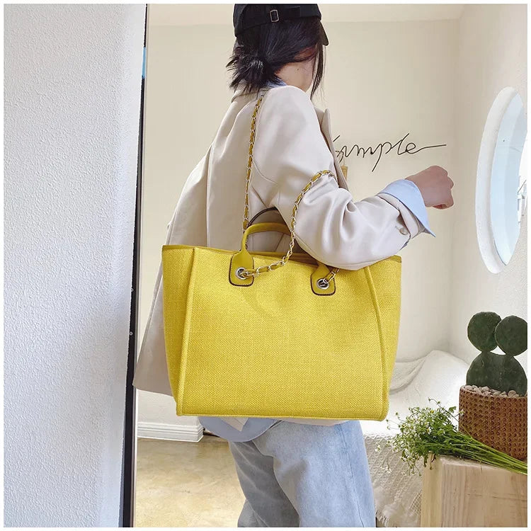 Fashion Make Up Designer Big Women's New Korean Fashion Casual Large Capacity Shoulder Crossbody Chain Tote Bag
