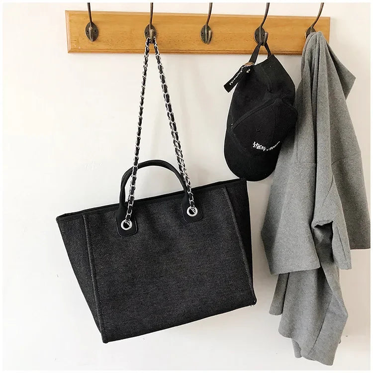 Fashion Make Up Designer Big Women's New Korean Fashion Casual Large Capacity Shoulder Crossbody Chain Tote Bag
