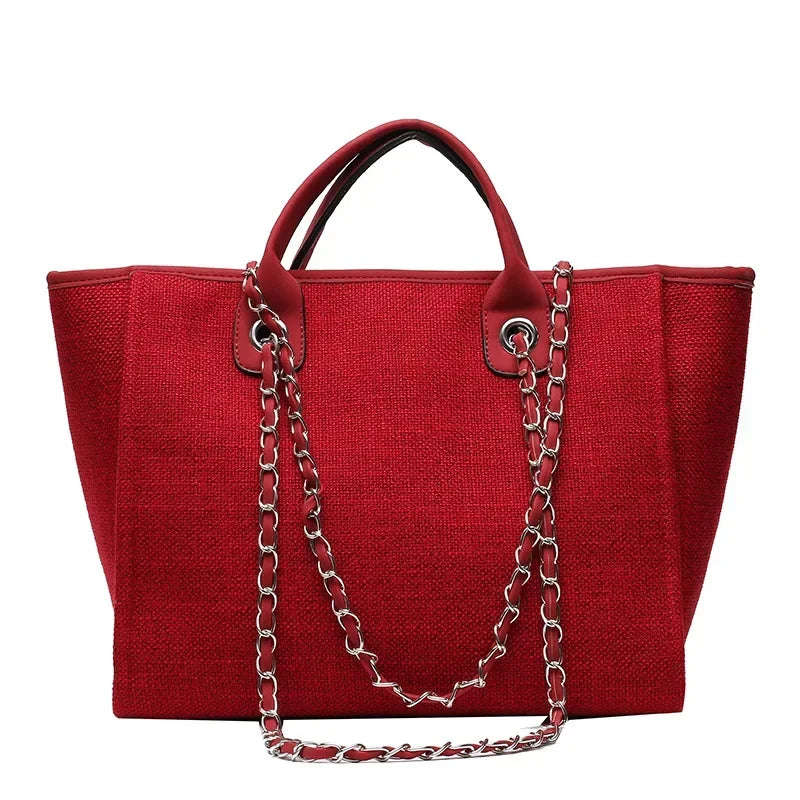Fashion Make Up Designer Big Women's New Korean Fashion Casual Large Capacity Shoulder Crossbody Chain Tote Bag