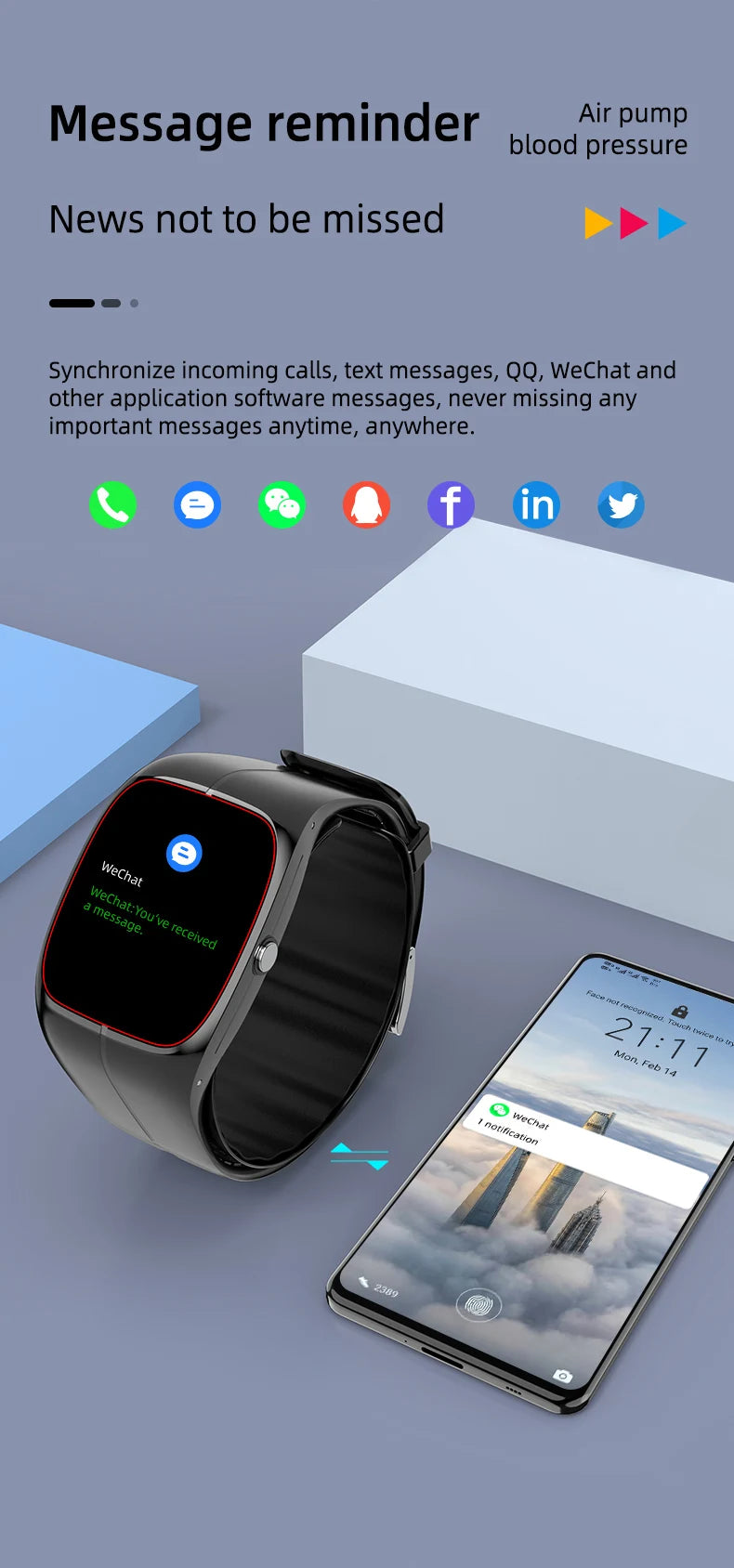 Medical Grade Smart Watch Air Pump Airbag Precise Sphygmomanometer Heart Rate Thermometer Monitor Wristband Elderly Health Watch