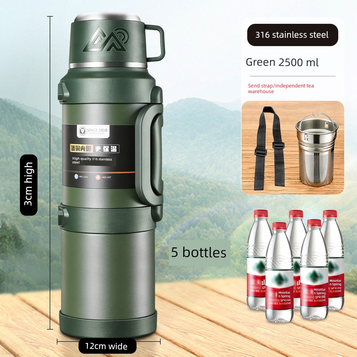 2024 Thermal Pot Large Capacity Men Outdoor Thermal Cold Preservation Dual Use Water Cup