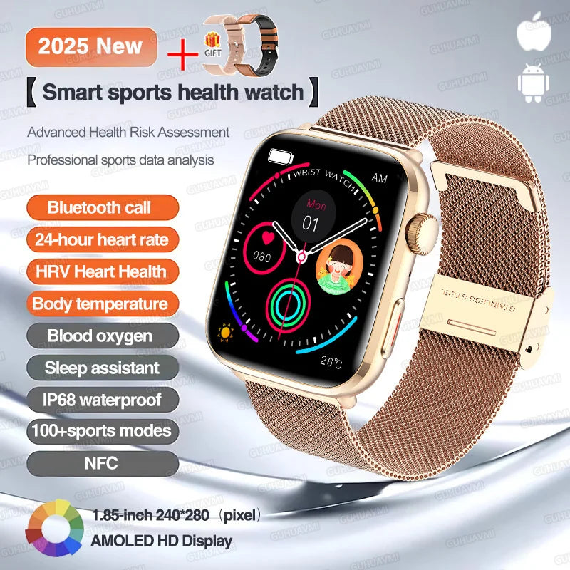 2025 New For Xiaomi Smart Watch HD Bluetooth Call AMOLED Screen NFC Waterproof GPS Sport Health Tracker Smart Watch