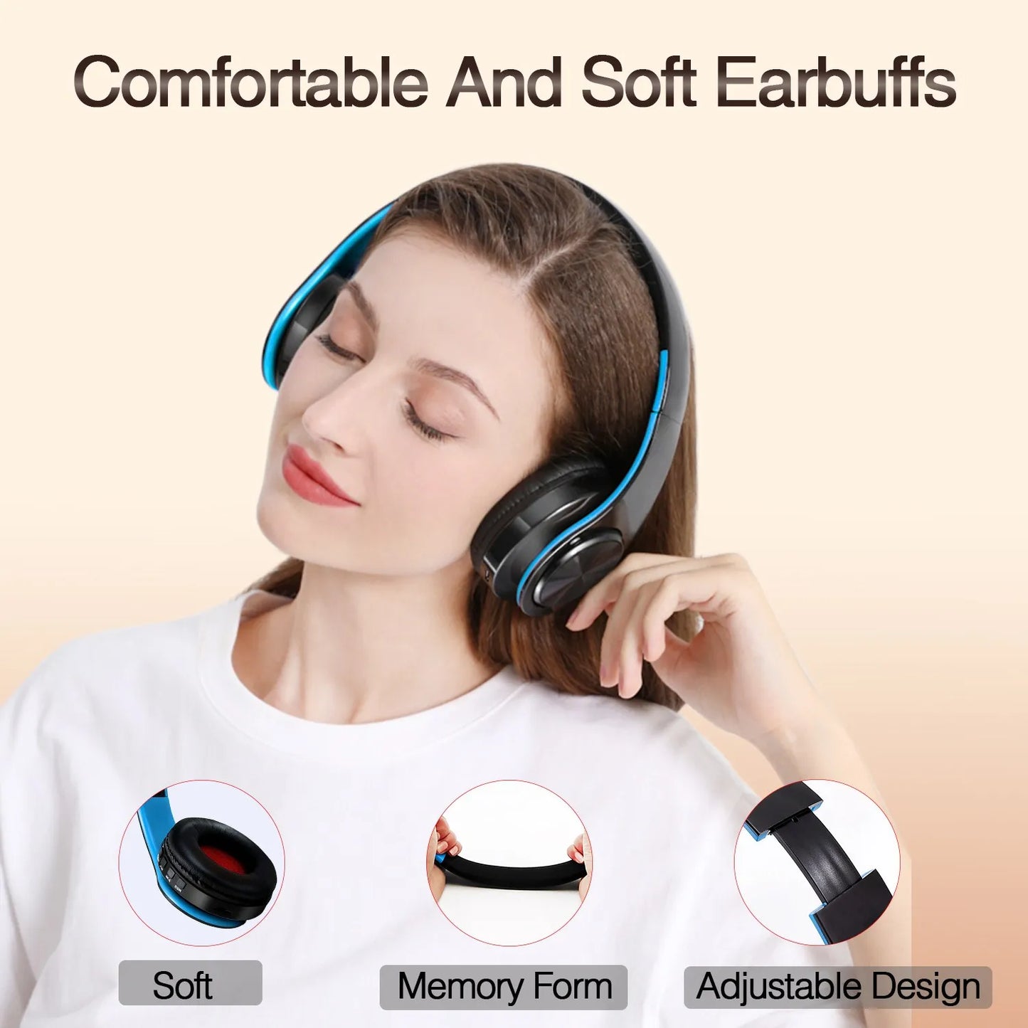 2025 New Bluetooth Wireless Stereo Headphones Earphone Headset with FM TF Card Slot And Built-in MIC for MP3 PC iPod Cell Phone
