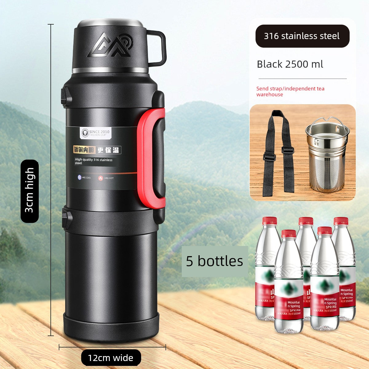 2024 Thermal Pot Large Capacity Men Outdoor Thermal Cold Preservation Dual Use Water Cup