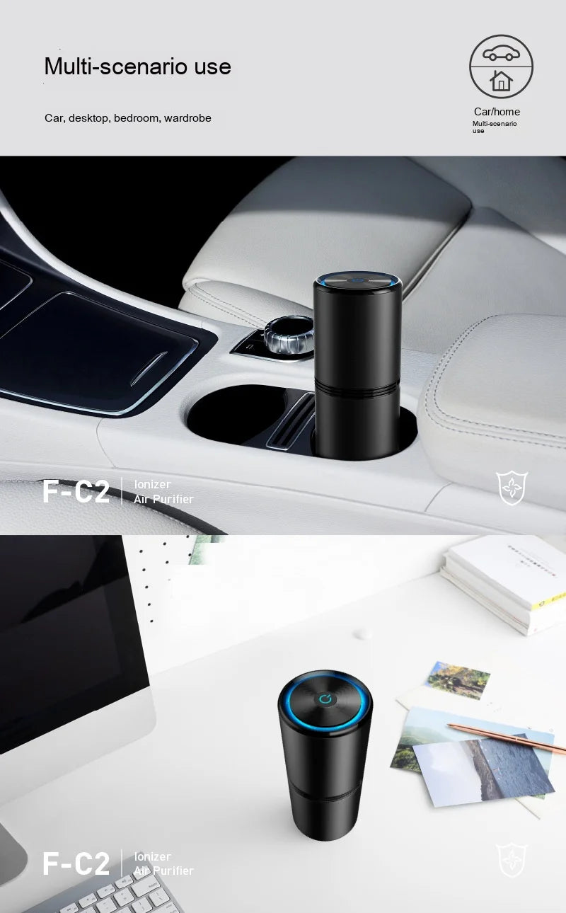 Zai Xiao Car Air Purifier Negative Ion Generator Low Noise Air Cleaner Deodorizer Smoke Odor Remover Vehicle Air Purifier