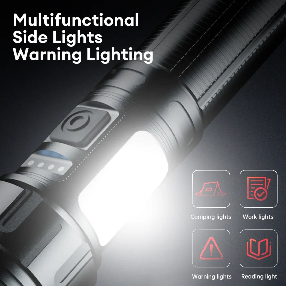 1000000LM Most Powerful Led Flashlight Rechargeable LED Flashlights High Power Zoom Torch Long Range 3000m Tactical Lantren