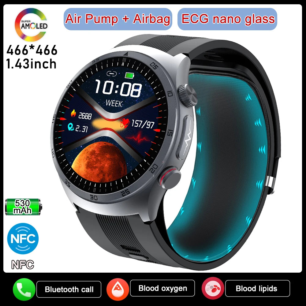 Airbag Smart Watch 2025 New Health watch men Air pump True Accurately Blood Pressure watches Uric Acid Blood Lipids