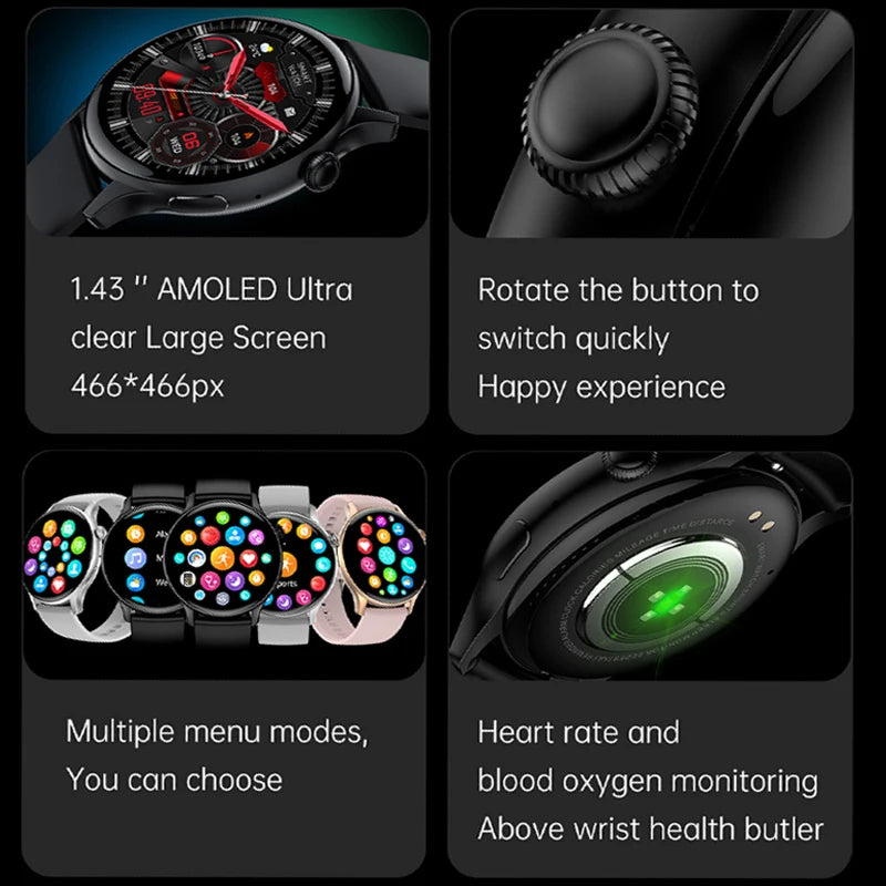 2024 True AMOLED Smart Watch Ladies Screen always Show Time 466*466 HD Health Tracker Voice Calling Smartwatch Women For Xiaomi