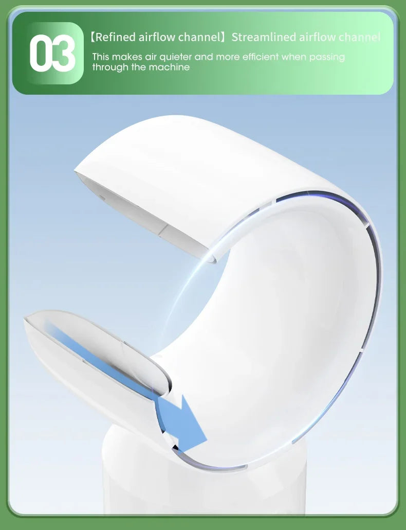 Electric Rechargeable Fan Bladeless Floor Standing Fan Cooling Child Safety Tower 3000mAh Fan Household Air Cooler 5 Gears