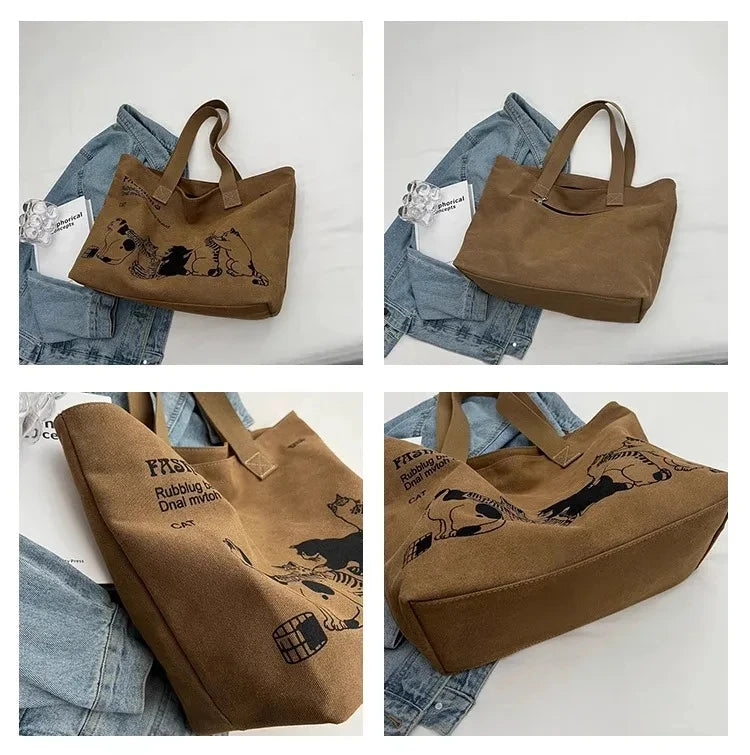 Women's Lady Canvas Tote Bag Fashionable Spacious Durable Shoulder Bag with Zipper Closure and Classic Design Perfect for Work