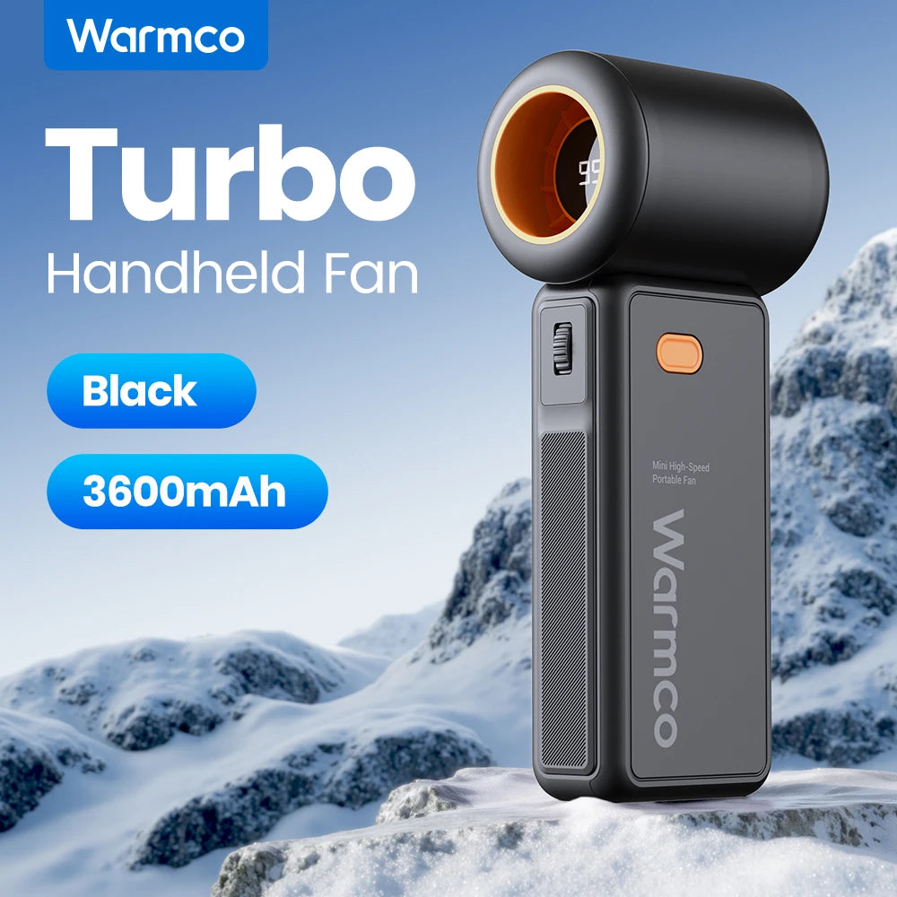 Warmco Portable Handheld Fan, 5000mAh Powerful Mini Turbo Fan, 13000 RPM High Speed USB Rechargeable for Travel & Outdoor