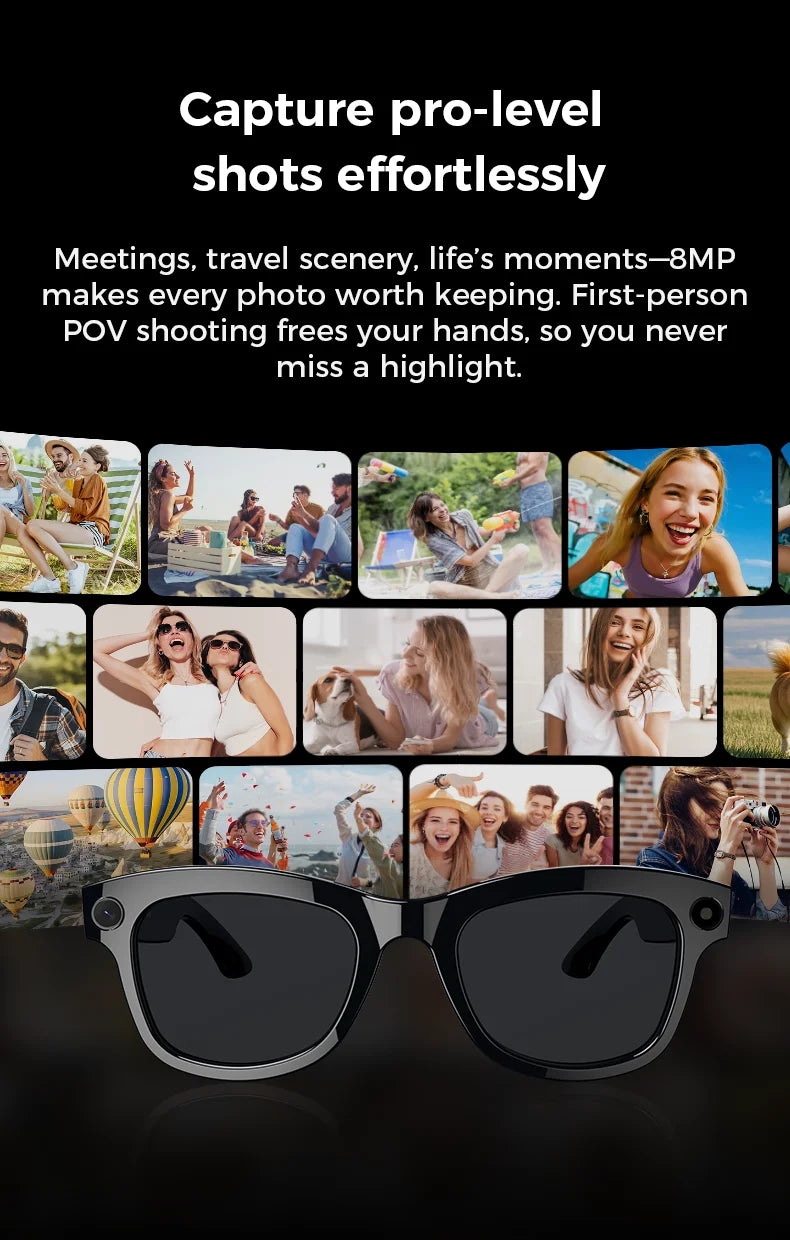 2025 New AI Smart Glasses 8MP HD Camera Sunglasses Photos Video Recorder dual-microphone Anti-blue Smart Waterproof Glasses