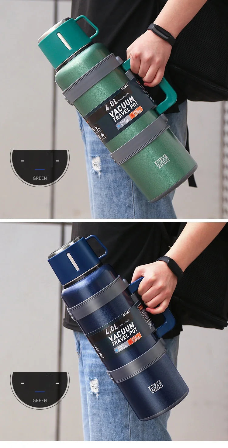 304 Stainless Steel Big Capacity Thermos Bottle 3L /4L Outdoor Travel Coffee Mugs Thermal Vaccum Water Bottle Thermal Mug